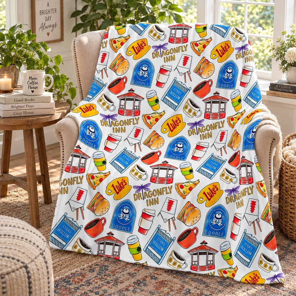 Gilmore Girls Blanket, Stars Hollow Cozy Throw, Luke's Diner Dragonfly Inn Blanket, Coffee Lover TV Show Fan Gift