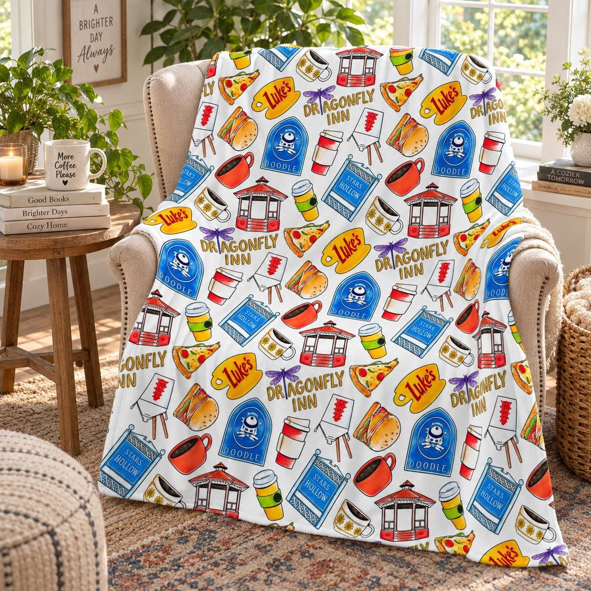 Gilmore Girls Blanket, Stars Hollow Cozy Throw, Luke's Diner Dragonfly Inn Blanket, Coffee Lover TV Show Fan Gift