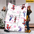 Personalized Spidey and Friends Blanket, Custom Name Cute Spider Fleece Throw, Cute Superhero Girl Room Decor Kids Gift, Birthday Boy