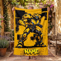 Personalized Transformers Bumblebee Blanket, Urban Graffiti Mecha Kids Throw