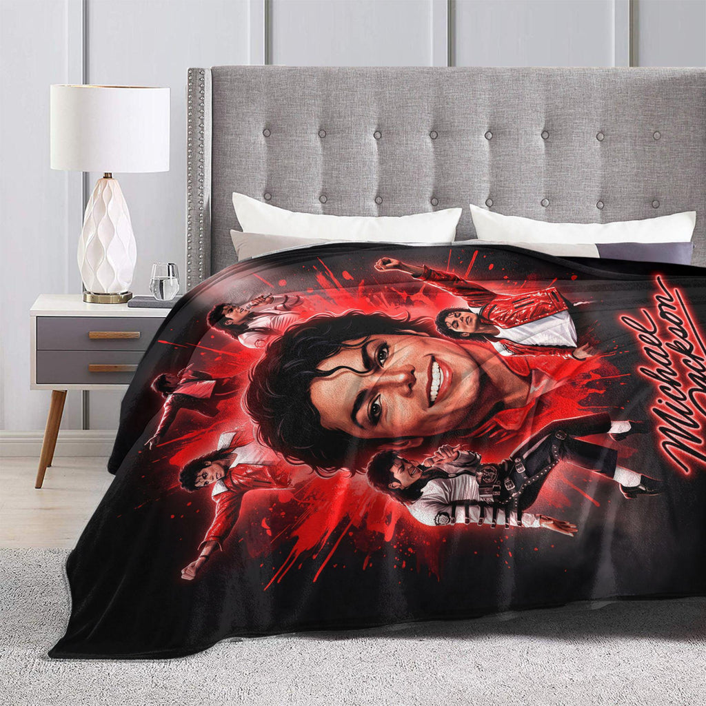 Personalized Bad Era Streetwear Flannel Blanket, Custom Buckle Belt Dance Throw, Retro Pop Idol Bedding, 80s Music Gift for Dad Fans