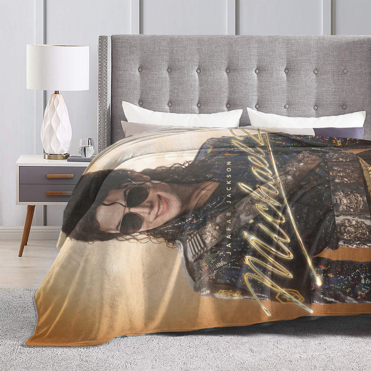 Personalized Cinematic Pop Star Flannel Blanket, Custom Musical Movie Poster Throw, Vintage Theater Bedding, Retro Gift for Film Buffs
