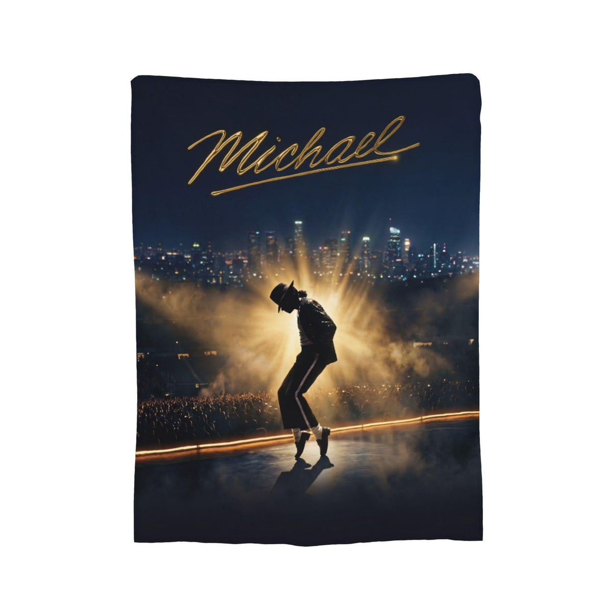 Personalized Tiptoe Dance Flannel Blanket, Custom Pop King Silhouette Throw, Stage Spotlight Bedding, Retro Music Gift for Dancers