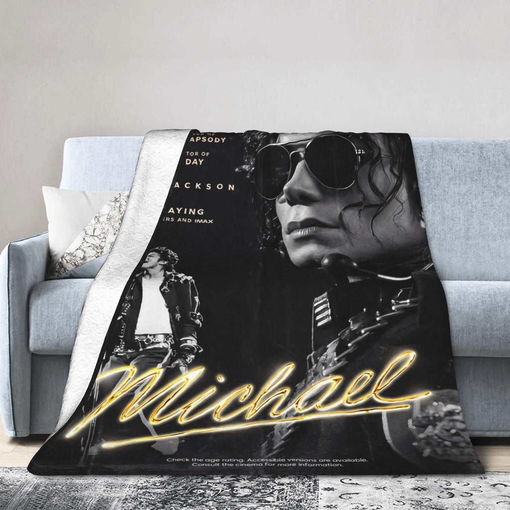 Personalized King of Pop Flannel Blanket, Custom Moonwalker Dance Silhouette Throw, Retro Music Icon Bedding, Gift for Pop Lovers
