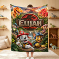 Personalized Dinosaur Adventure Blanket Custom Name Kids Throw Blanket Birthday Gift Cozy Fleece Blanket