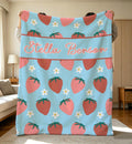 Personalized Strawberry Baby Blanket,Spring Custom Flannel Blanket,Cute Kid Nursery Decor,Gift For Baby Girl,Fruit Pattern Throw,Baby Shower