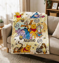Custom Name Winnie the Pooh Blanket, Hundred Acre Wood Characters, Cozy Flannel Fleece Throw