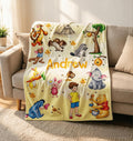 Custom Name Winnie the Pooh Blanket, Hundred Acre Wood Characters, Cozy Flannel Fleece Throw