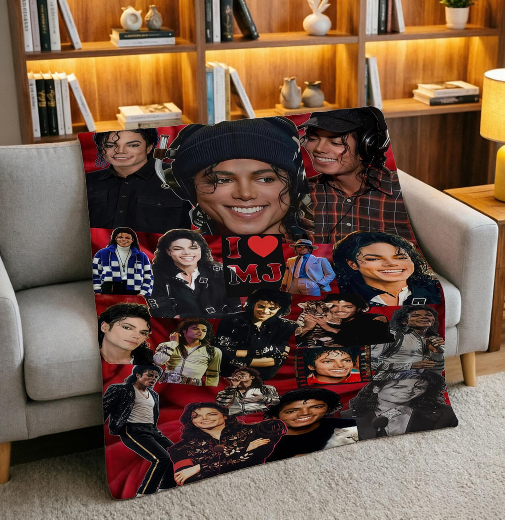 Michael Jackson Blanket Soft Throw, Photo Collage Montage, Gift For Devoted Pop Fans