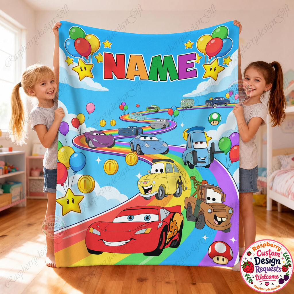 Custom Name Disney Lightning McQueen Blanket, Lightning McQueen Baby Blanket, Customizable Cars Blanket, Cute Birthday Gift for Boy