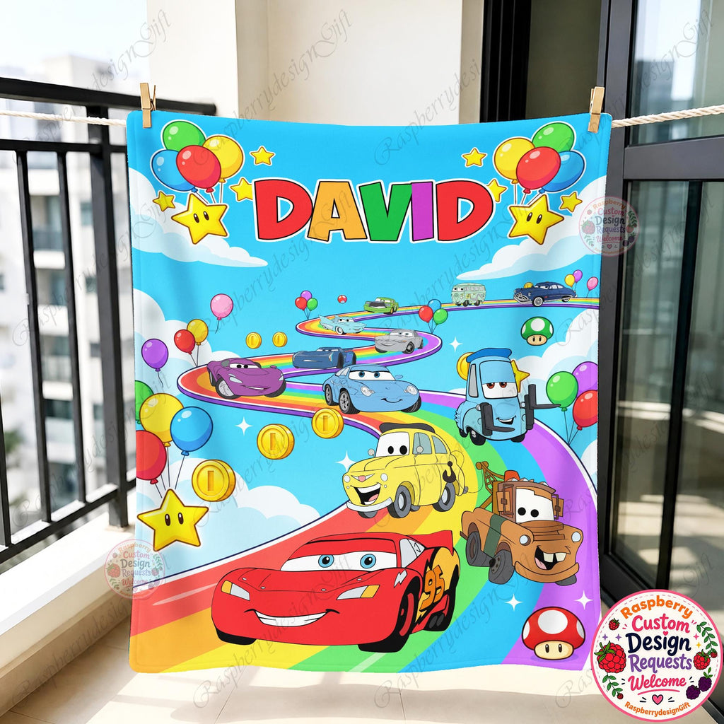 Custom Name Disney Lightning McQueen Blanket, Lightning McQueen Baby Blanket, Customizable Cars Blanket, Cute Birthday Gift for Boy