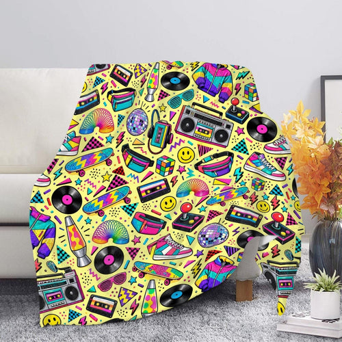 90s Aesthetic Blanket, Retro 90s Throw Blanket, Cassette Tape Boombox Fleece Blanket, 90s Nostalgia Decor, Vintage Pop Art Bedding