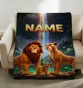 Lion King Family Rainbow Waterfall Blanket Soft Throw Custom Name Fan Birthday Gift