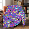 90s Nostalgia Blanket, Retro Y2K Throw Blanket, Furby Tamagotchi Fleece Blanket, 90s Kid Gift, Neon Retro Bedding, Nostalgic Home Decor