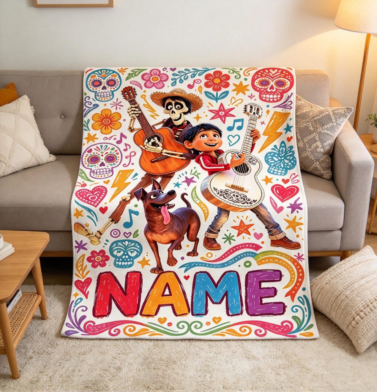 Custom Name Disney Coco Blanket Soft Throw Cozy Children Keepsake Gift