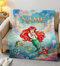 Little Mermaid Blanket Soft Throw Custom Name Bubbly Ocean Magical Toddler Present