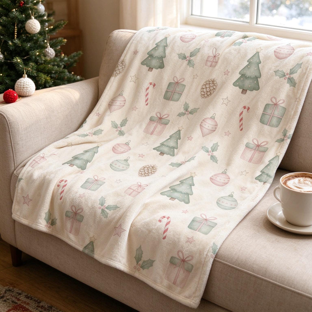Christmas Tree Blanket, Holiday Gift Throw, Cozy Winter Flannel, Festive Home Decor, Gift for Her Mom