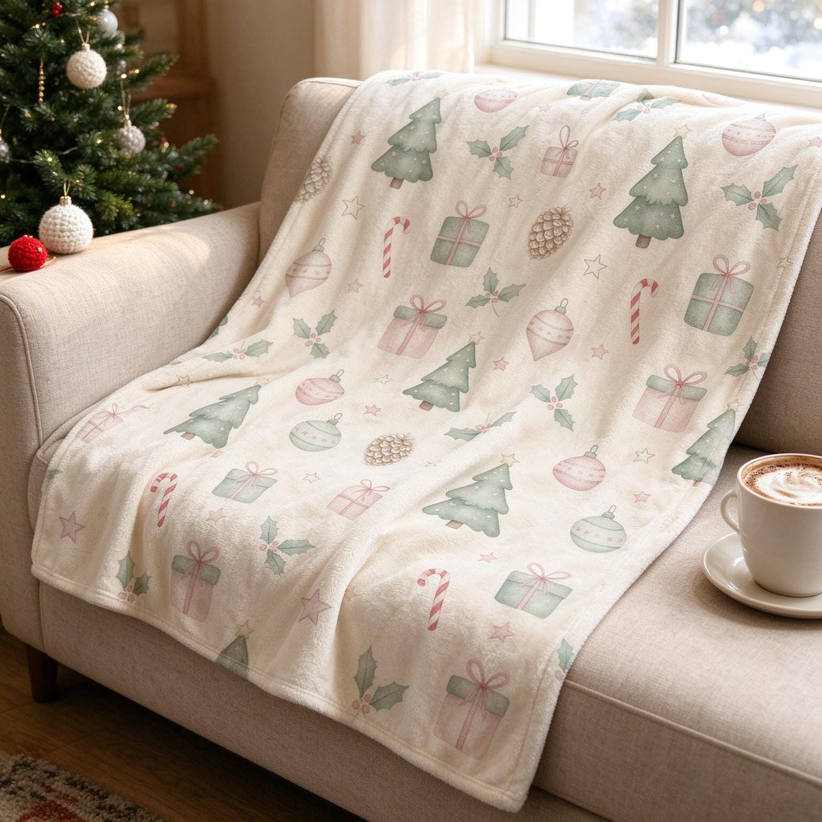 Christmas Tree Blanket, Holiday Gift Throw, Cozy Winter Flannel, Festive Home Decor, Gift for Her Mom