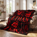 Personalized Horror Game Flannel Blanket, Custom Name FNAF Throw, Creepy Animatronic Gamer Room Decor, Spooky Birthday Gift For Teen Boys
