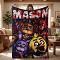 Personalized FNAF Flannel Blanket Custom Name Horror Game Animatronic Throw Gamer Gift Boys Bedroom Decor Halloween Birthday Present