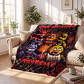 Personalized FNAF Flannel Blanket Custom Name Horror Video Game Throw Fazbear Boy Room Decor Teen Animatronic Gamer Fan Birthday Gift