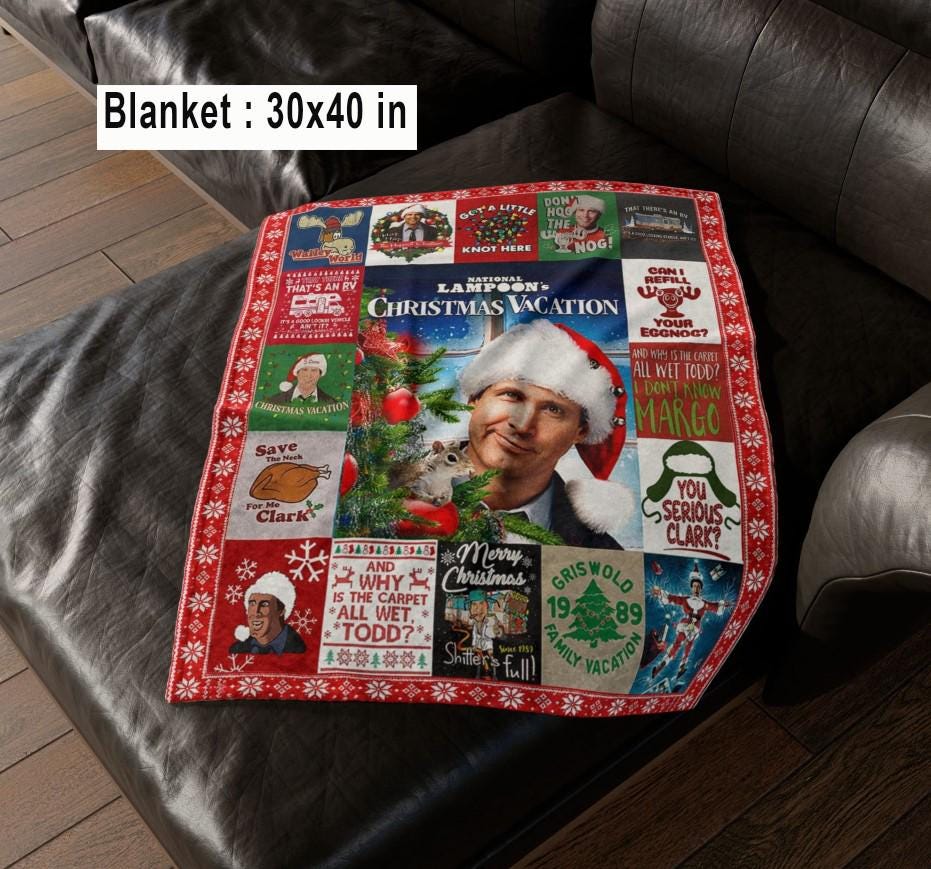 Christmas Vacation Fleece Blanket, National Xmas Holiday Blanket, Clark Family Birthday Gifts, Holiday Movie Blanket, Funny Movie Throw