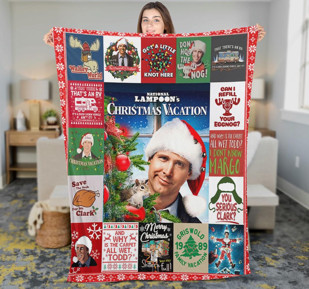Christmas Vacation Fleece Blanket, National Xmas Holiday Blanket, Clark Family Birthday Gifts, Holiday Movie Blanket, Funny Movie Throw