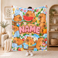 Custom Name Capybara Throw Blanket, Soft Flannel, Holiday Home Decor