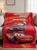 Personalized Cars 95 Blanket, Custom Name Racing Flannel Throw, Kids Speedway Bedroom Decor