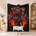 Personalized DOOM Slayer Demon Slayer Flannel Throw Blanket, Custom Name Gaming Decor