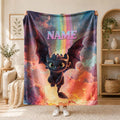 Nursery Decor Fans Personalized Blanket Soft Throw, Night Fury Dragon Custom Name Flannel Gift
