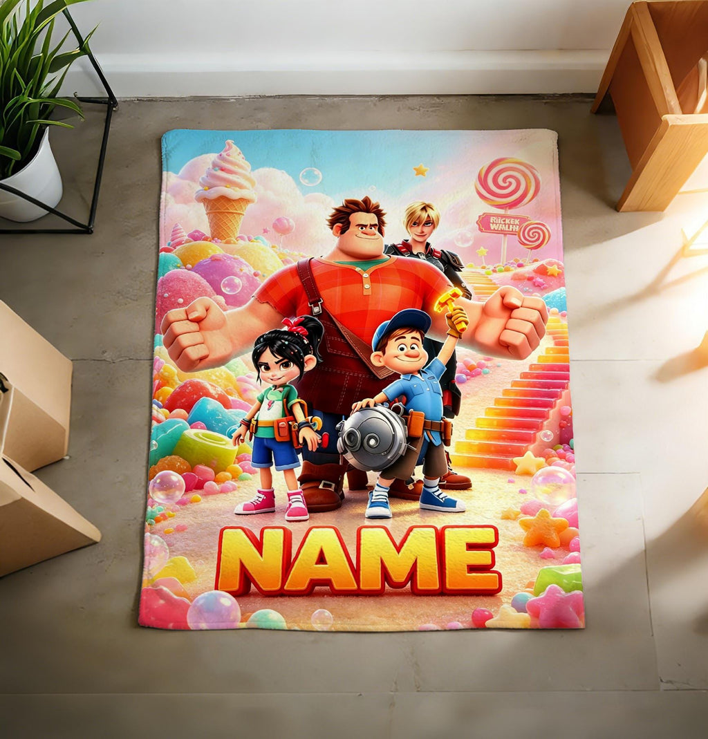 Personalized Wreck-It Ralph Fleece Blanket, Custom Name, Retro Pixel Game Throw