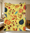Harvest Blanket,Autumn Flannel Throw Blanket,Cozy Fall Pumpkins Leaves Throw,Pumpkin Farmhouse Decor,Housewarming Gift,Fall Home Decor Gift