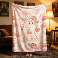 Cute Ghost Blanket, Pink Cowboy Throw, Cherry Halloween Flannel, Cozy Spooky Decor, Gift for Her