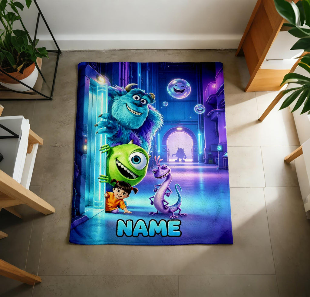 Monster Workshop Blanket Soft Throw Personalized Name, Child Present