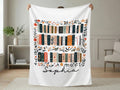 Personalized Book Lover Blanket, Custom Name Bookshelf Blanket, Christmas Gift for Reader, Bookish Gift for Her