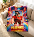 Personalized Wreck-It Ralph Fleece Blanket, Custom Name, Retro Pixel Game Throw