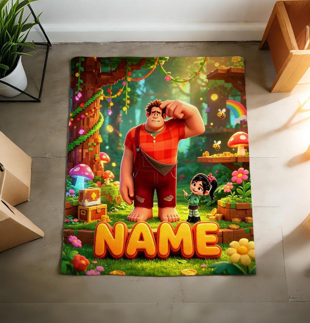 Personalized Wreck-It Ralph Fleece Blanket, Custom Name, Retro Pixel Game Throw
