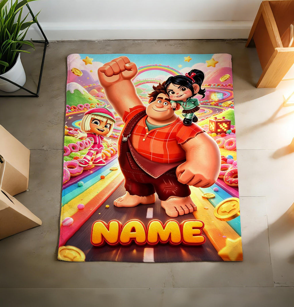 Personalized Wreck-It Ralph Fleece Blanket, Custom Name, Retro Pixel Game Throw