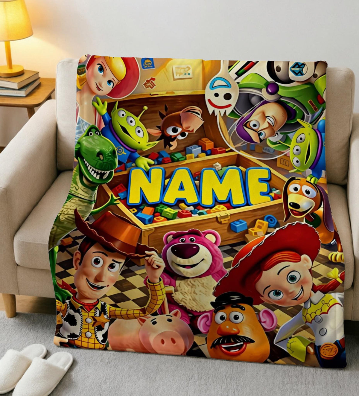 Personalized Toy Story Fleece Blanket – Custom Name Kids Throw (Birthday Gift)