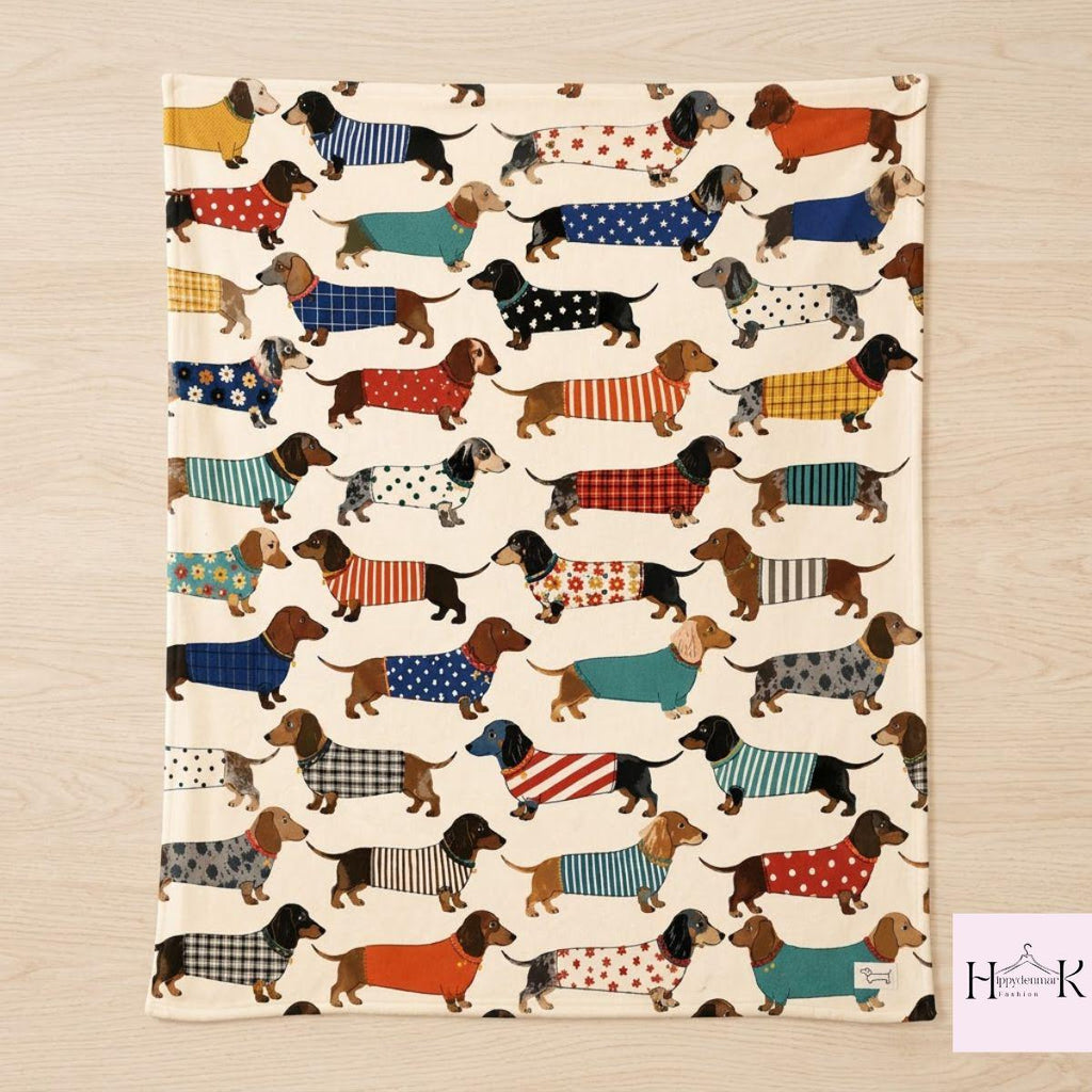 Dachshund Blanket, Wiener Dog Throw Blanket, Cute Sausage Dog Gift for Dachshund Mom Dad, Cozy Dog Lover Home Decor