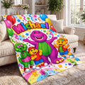 Personalized Dinosaur Blanket Custom Name Flannel Throw Nostalgic 90s Kids Gift Purple Dino Nursery Decor Toddler Birthday Present