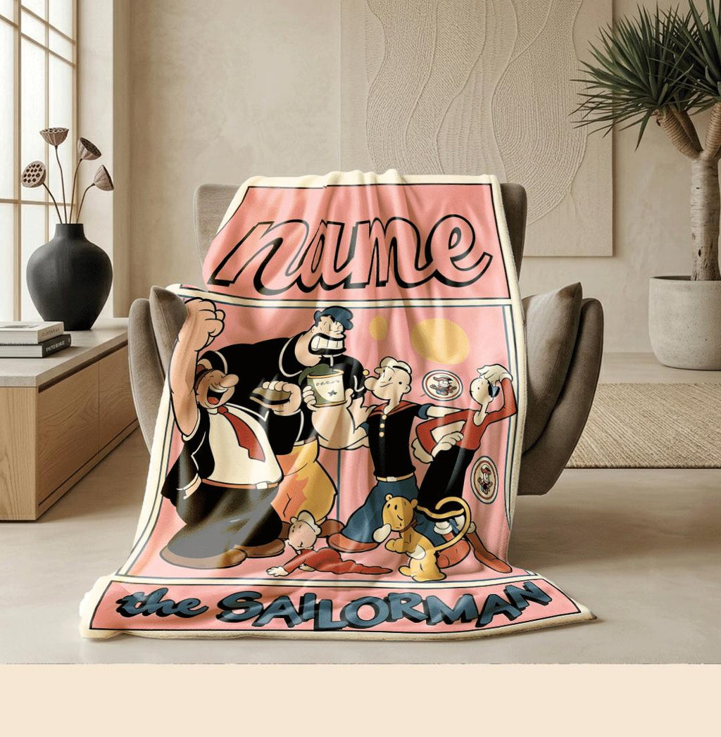 Popeye crew retro print cartoon blanket classic sofa blanket dormitory blanket Customized name all-season blankets anniversary gift