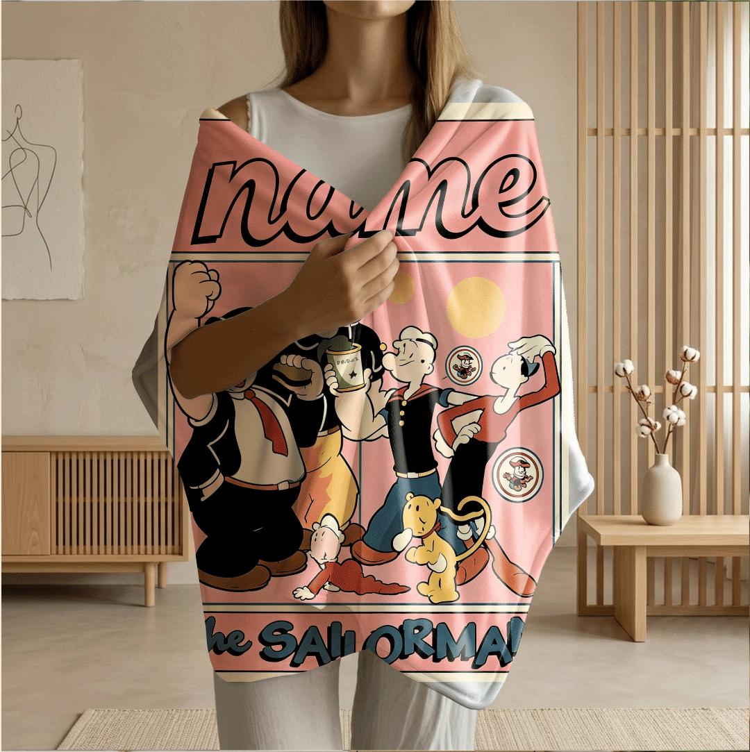 Popeye crew retro print cartoon blanket classic sofa blanket dormitory blanket Customized name all-season blankets anniversary gift