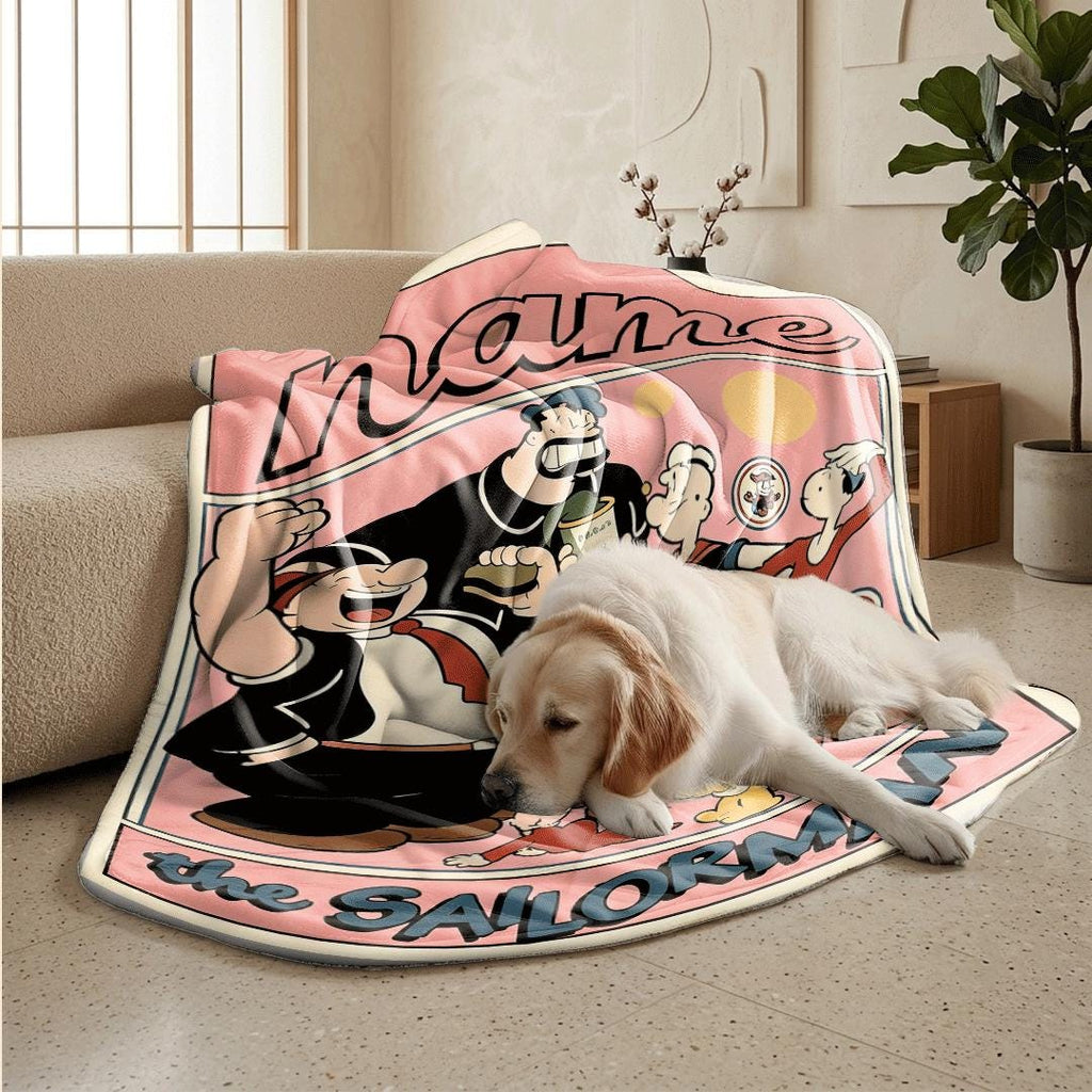 Popeye crew retro print cartoon blanket classic sofa blanket dormitory blanket Customized name all-season blankets anniversary gift