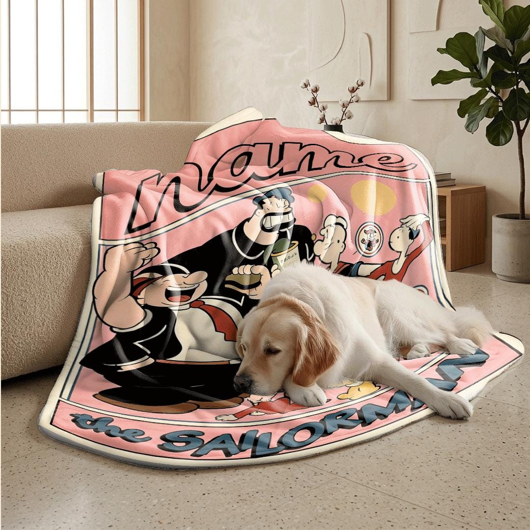 Popeye crew retro print cartoon blanket classic sofa blanket dormitory blanket Customized name all-season blankets anniversary gift