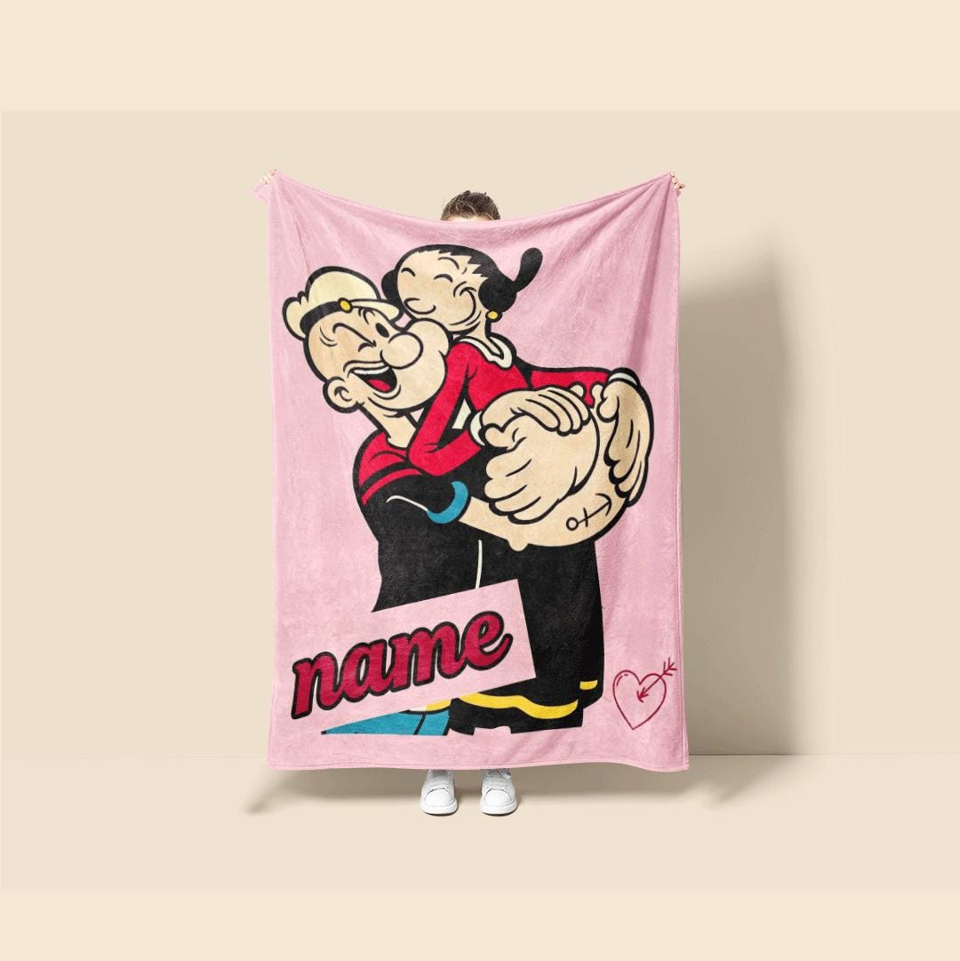 Popeye olive hug print cartoon blanket sweet single blanket portable blanket Customized name lunch break blankets valentine gift