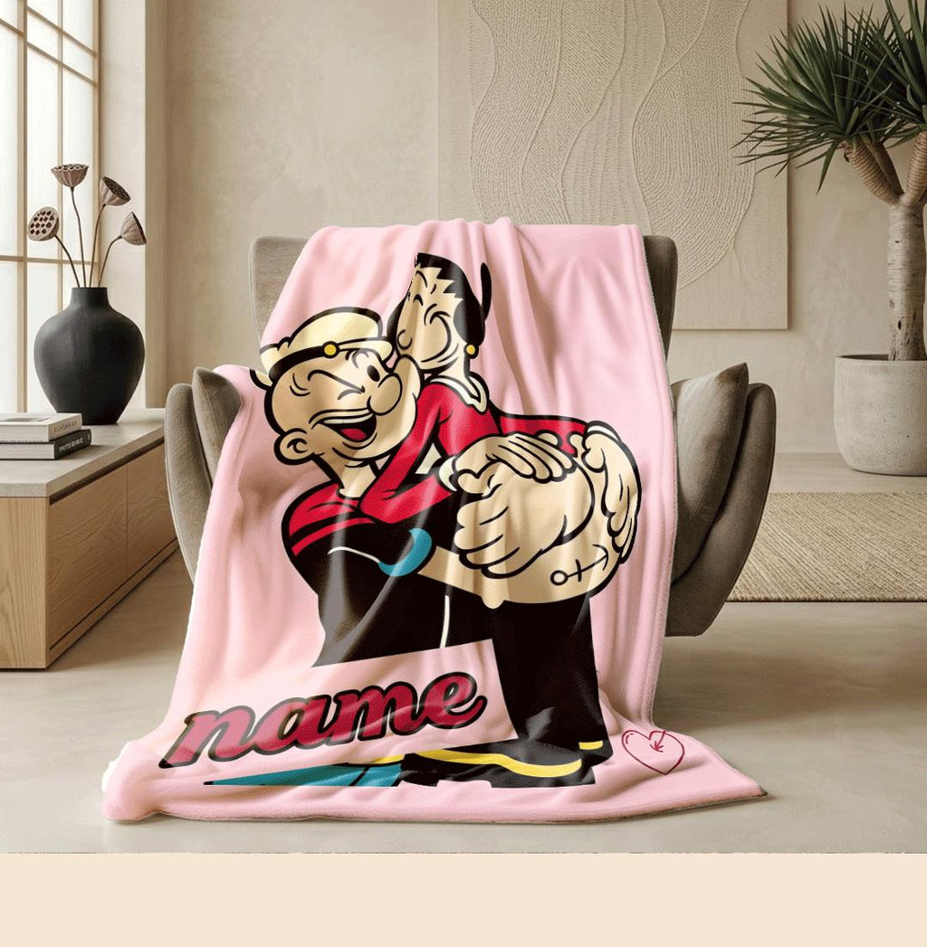 Popeye olive hug print cartoon blanket sweet single blanket portable blanket Customized name lunch break blankets valentine gift