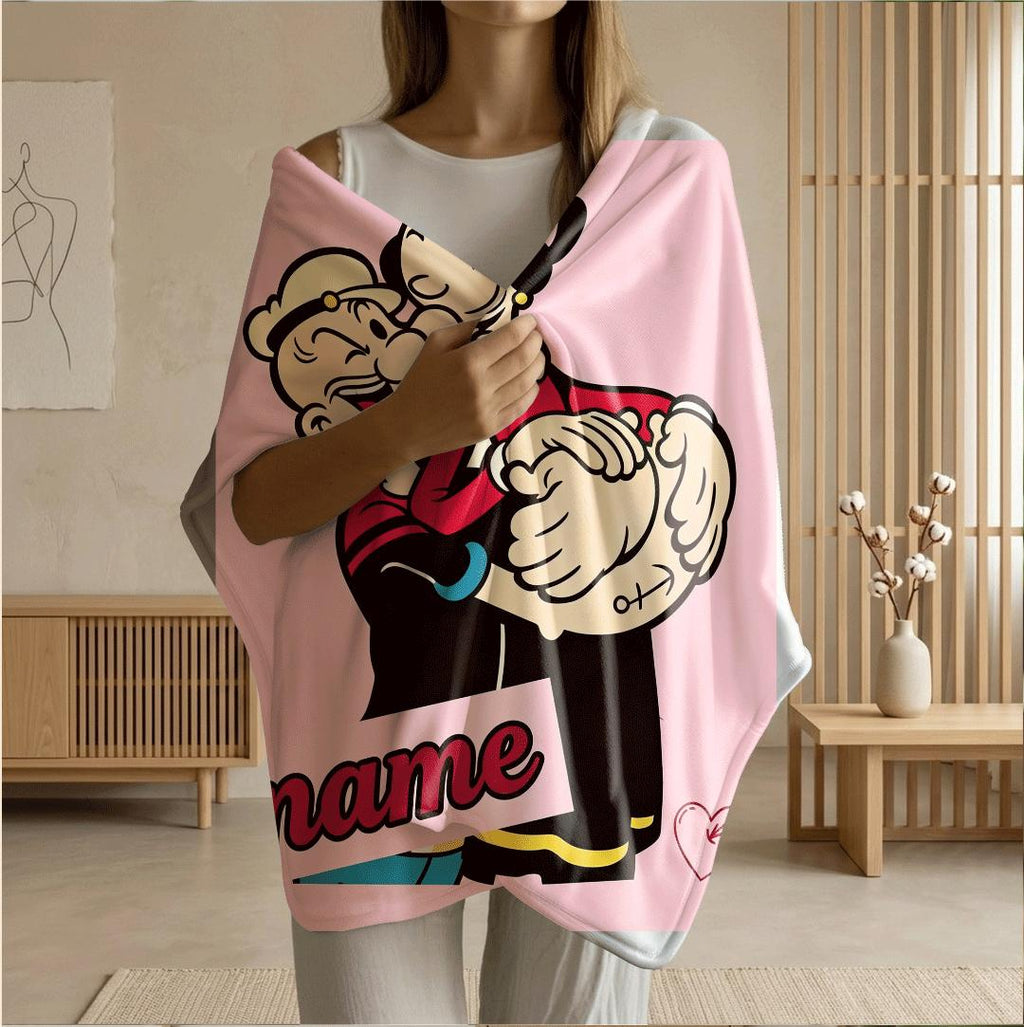 Popeye olive hug print cartoon blanket sweet single blanket portable blanket Customized name lunch break blankets valentine gift