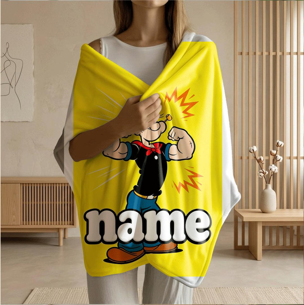 Popeye muscle pose print cartoon blanket cool kids blanket car blanket Customized name air conditioning blankets holiday gift